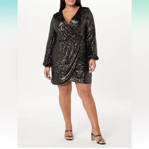 The Drop Women's Women's Plus Size Helena Sequin Wrap Dress Sz 2X Brown NWT